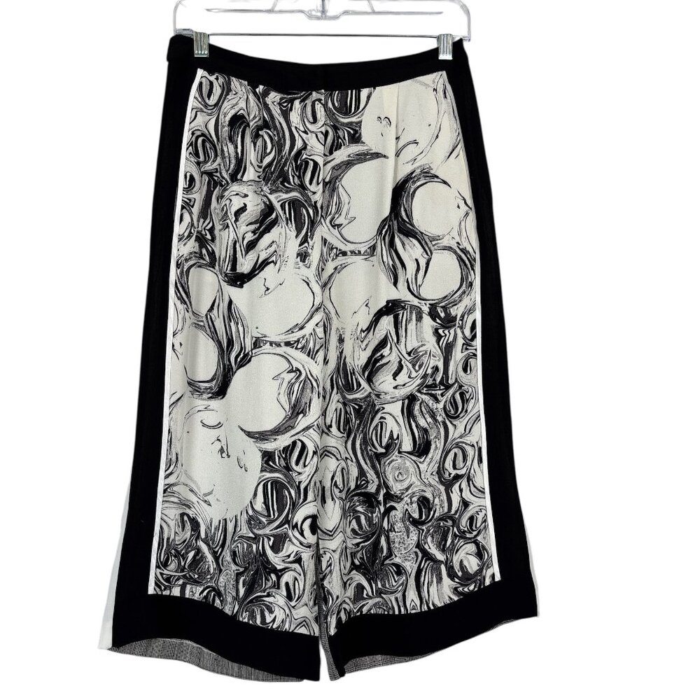 Topshop Abstract Wide Leg Capri Pants Women’s‎ US 4 Black White Mixed Fabric